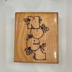 Oversized “Noel” w/ Holly, Med-Large Wood/Rubber Stamp - DOTS 181 Noel - EUC